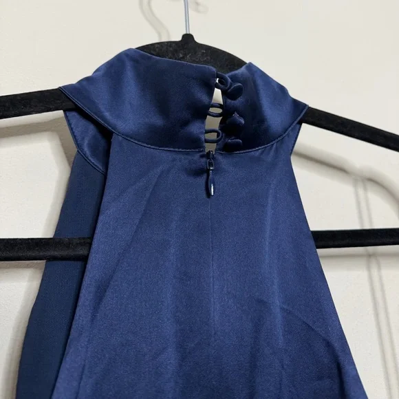 Reformation Katelyn Silk Dress in Navy - Picture 8 of 10
